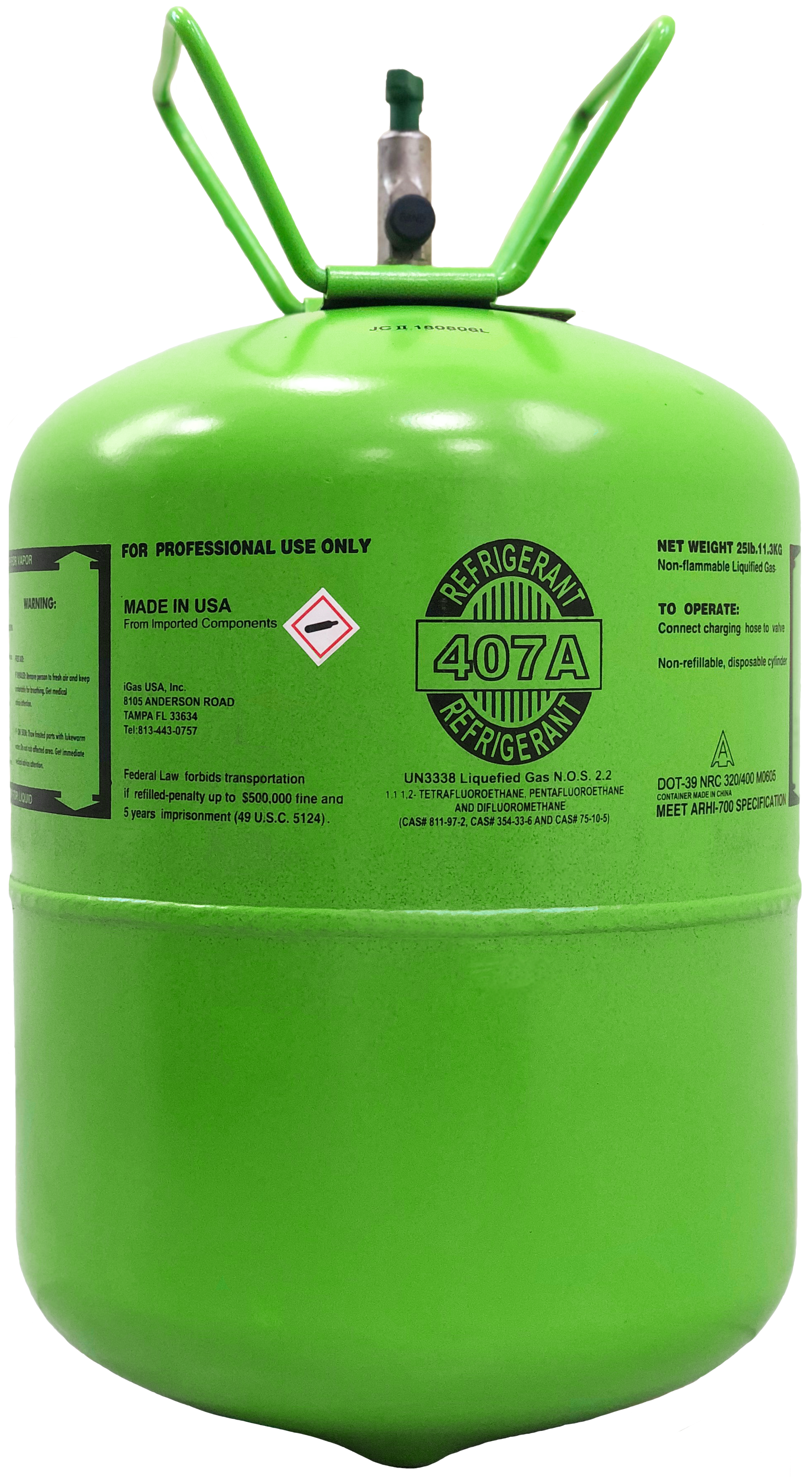 R-407A Refrigerant 25 lb Cylinder